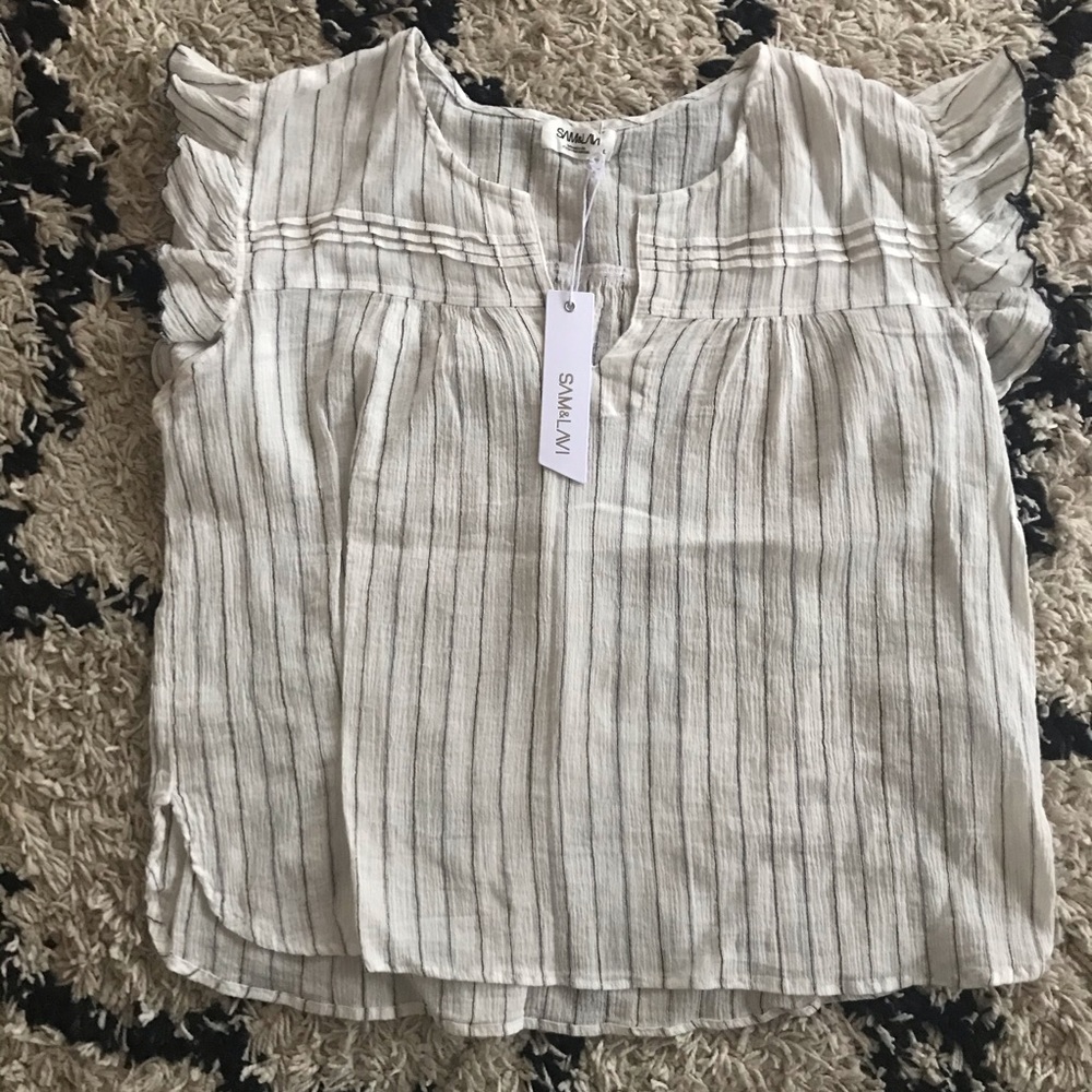 Sam & Lavi Gauzy Ruffle Sleeve Top